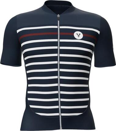 Maillot Manches Courtes LeBram Ventoux Marinière Édition Limitée Bleu Blanc Bord