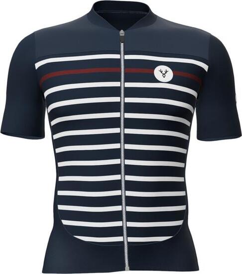 Maillot Manches Courtes LeBram Ventoux Marinière Édition Limitée Bleu Blanc Bord