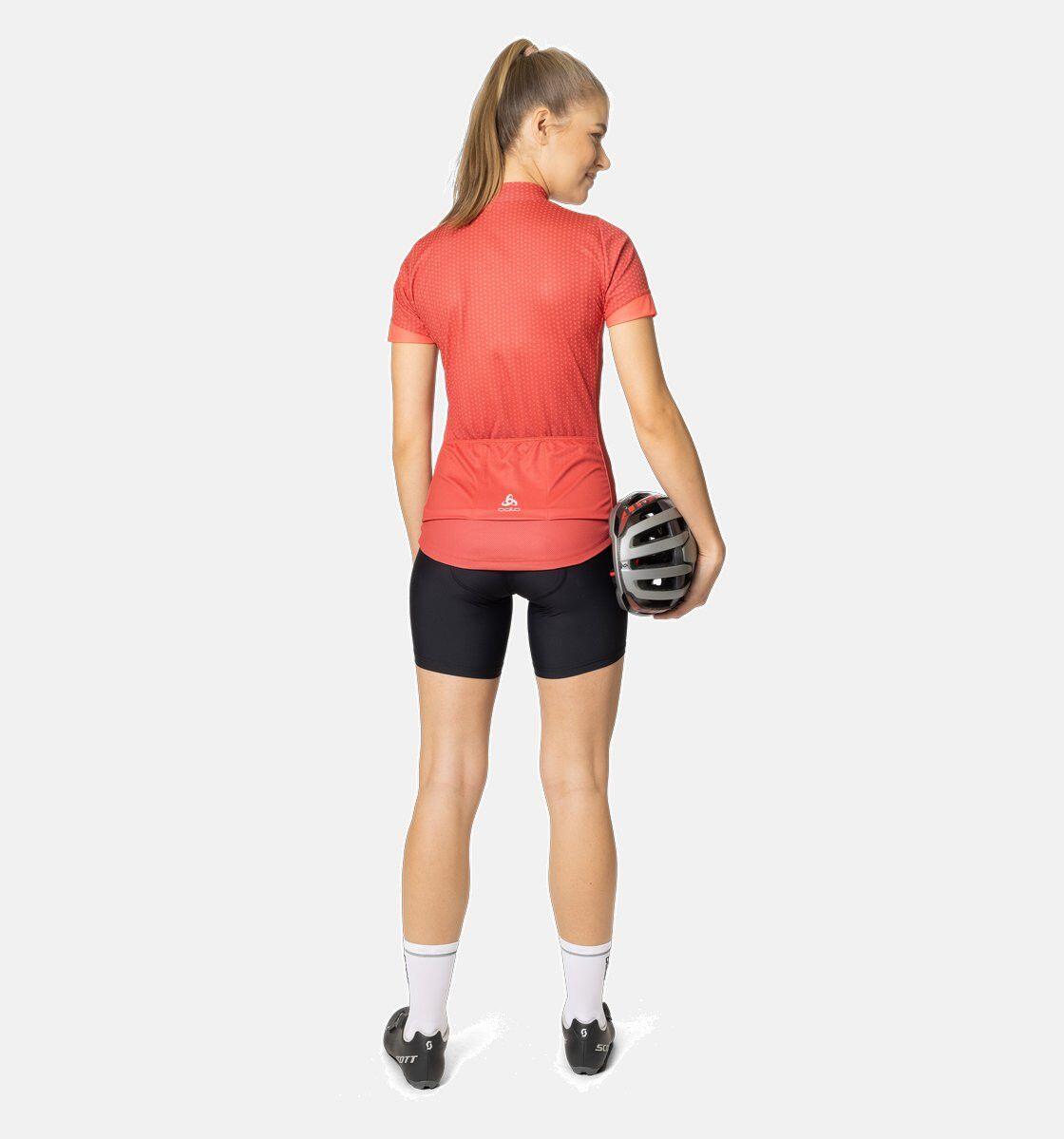 Odlo Essential Women's Short Sleeve Zip Jersey Red / Red 2/4