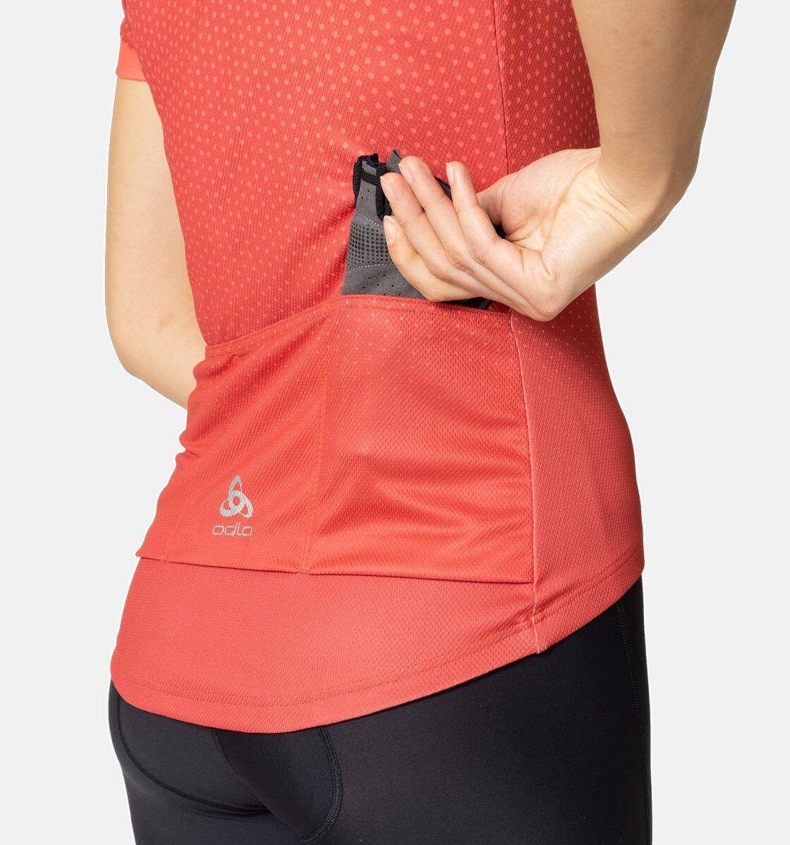 Odlo Essential Women's Short Sleeve Zip Jersey Red / Red 4/4