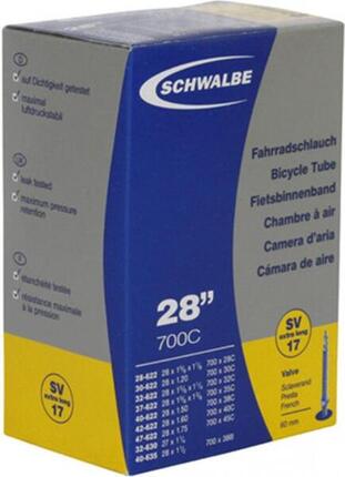 CHAMBRE A AIR VELO 700 x 28-45 SCHWALBE VALVE PRESTA 60mm TOUT ALU (SV17VL)