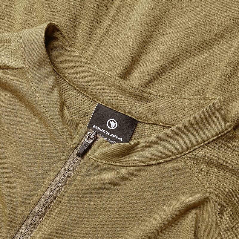 Tricou ciclism Endura Loop mânecă scurtă cu fermoar - Tweed Green