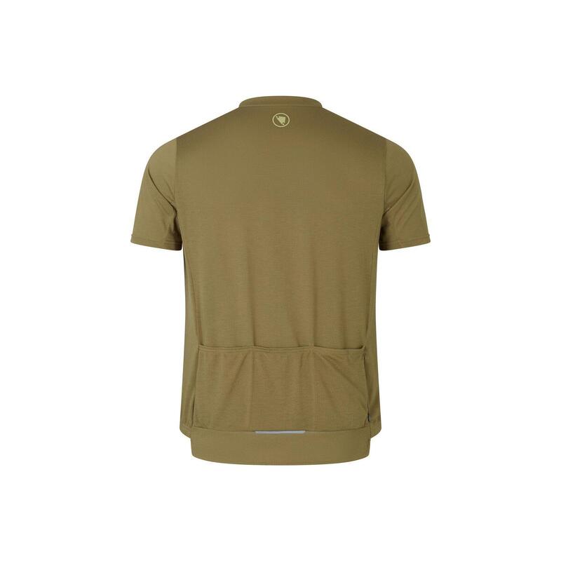 Tricou ciclism Endura Loop mânecă scurtă cu fermoar - Tweed Green