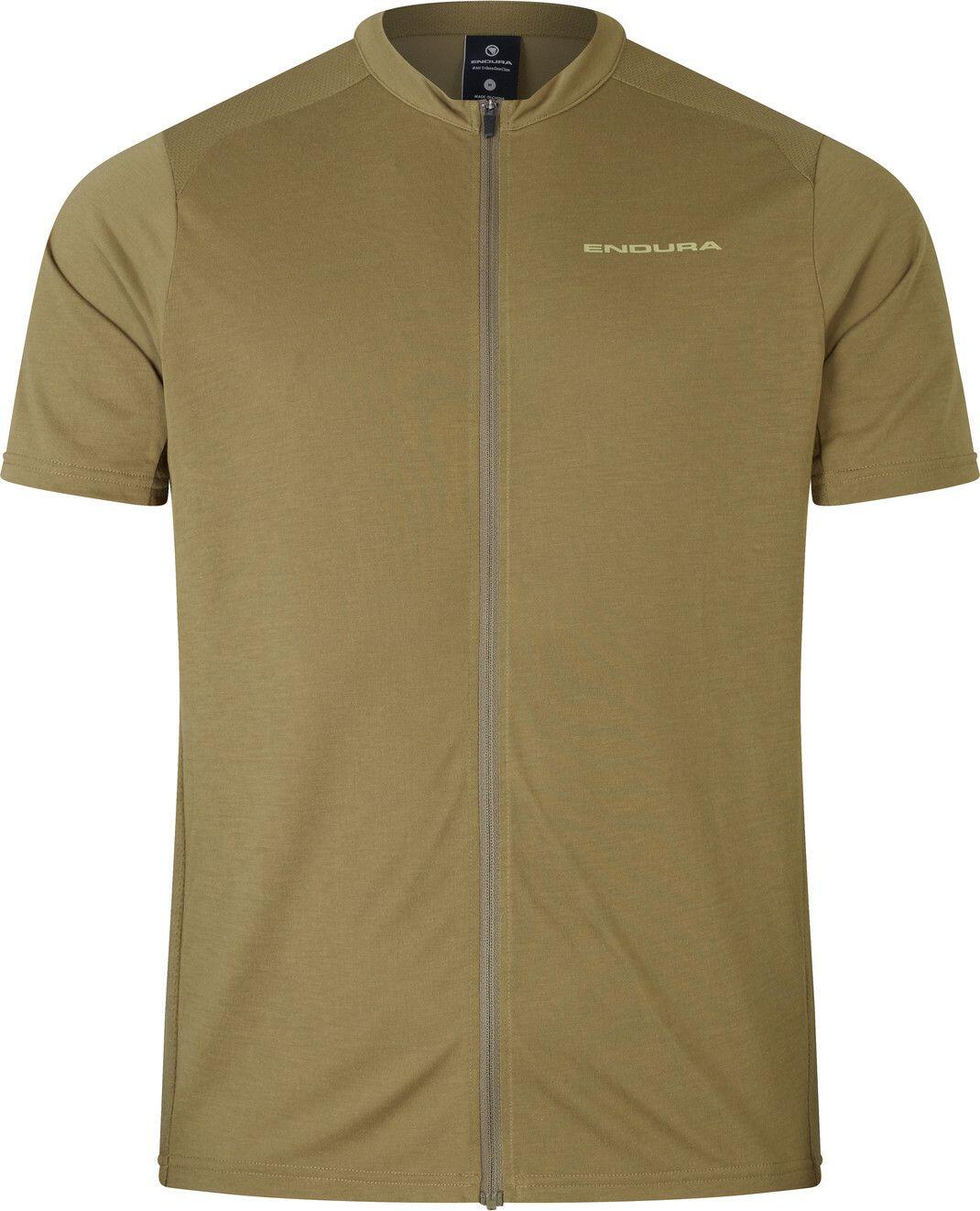 Tricou ciclism Endura Loop mânecă scurtă cu fermoar - Tweed Green