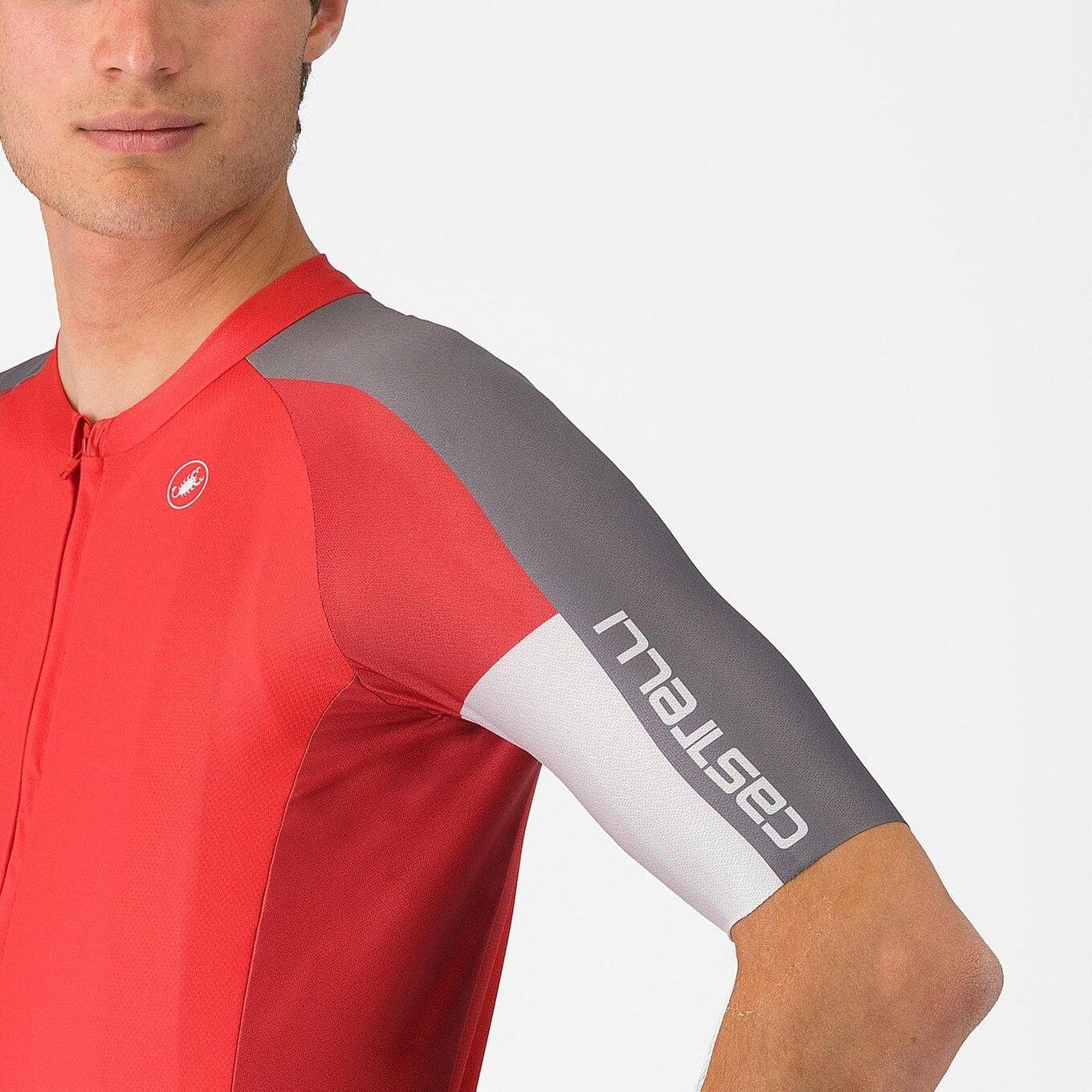 Castelli Entrata 6 Maglia a maniche corte da uomo Rosso Grigio 5/5