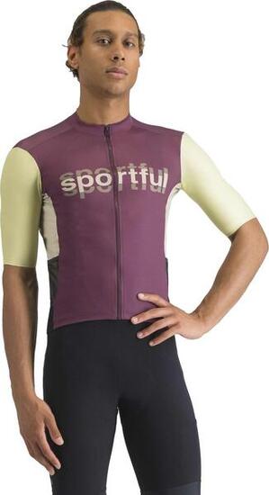 Maillot Manches Courtes Sportful Supergiara Logo Bordeaux/Jaune