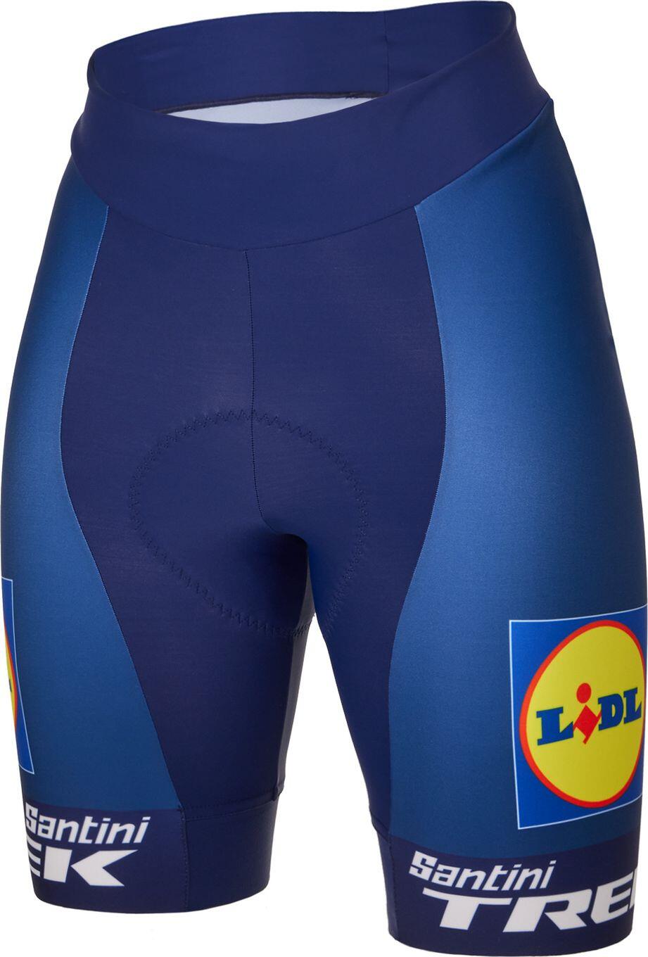 Santini Damen Team Lidl-Trek 2025 Kurze Trägerlose Radlerhose Blau 3/3