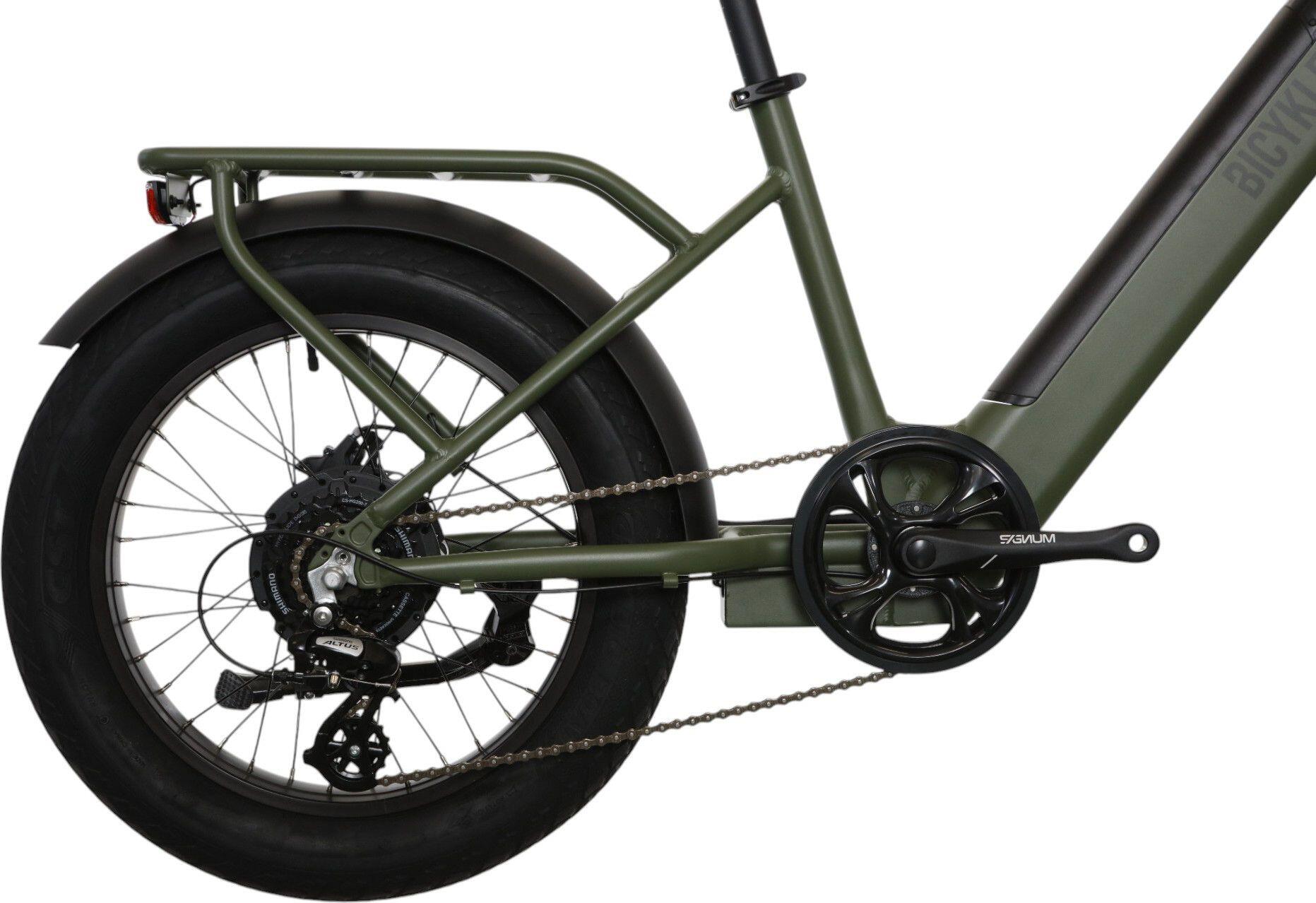 Vélo Cargo Shortail Électrique Bicyklet Shimano Altus 7V 670 Wh 20'' Vert Kaki 3/7