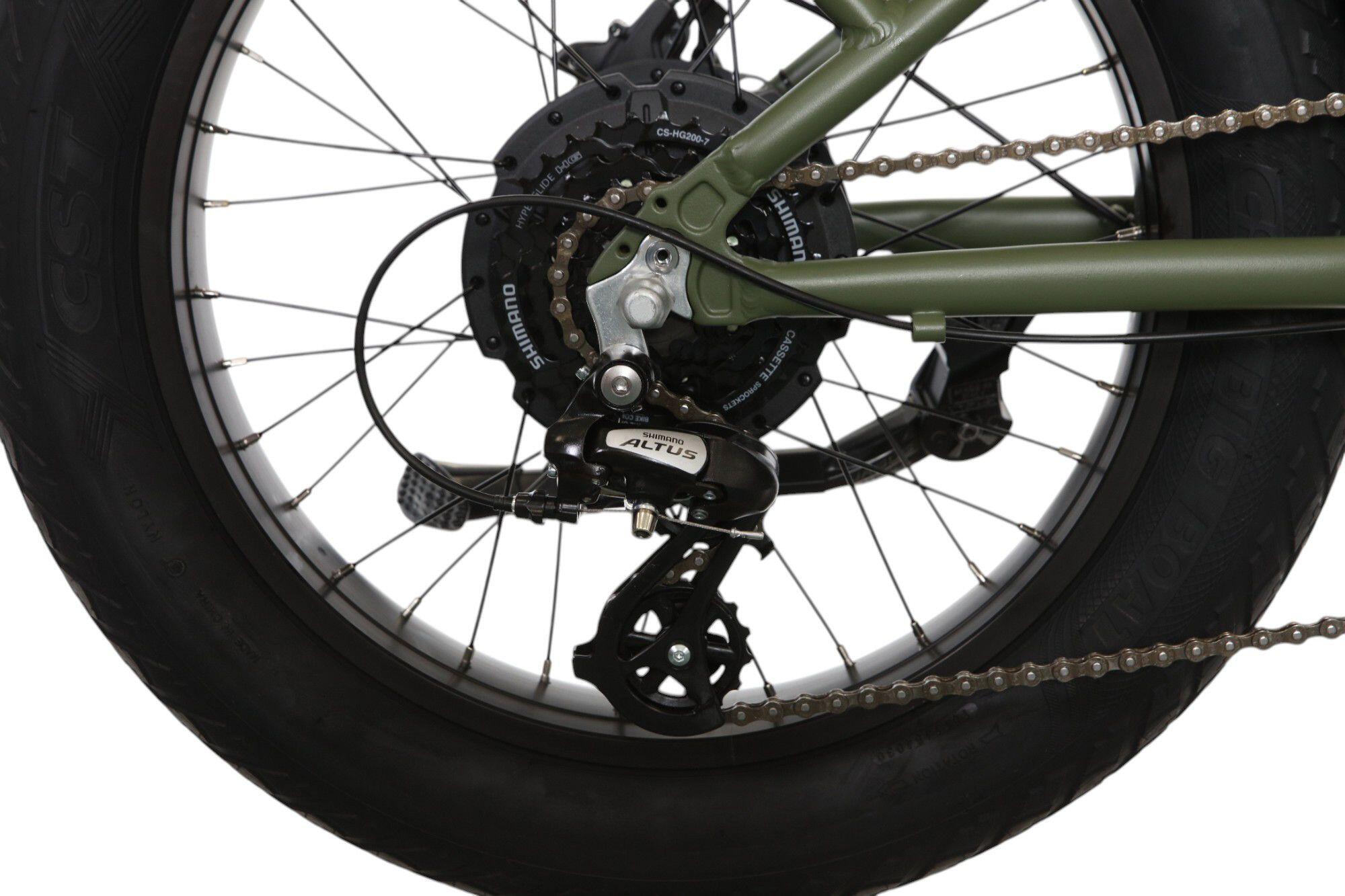 Vélo Cargo Shortail Électrique Bicyklet Shimano Altus 7V 670 Wh 20'' Vert Kaki 5/7