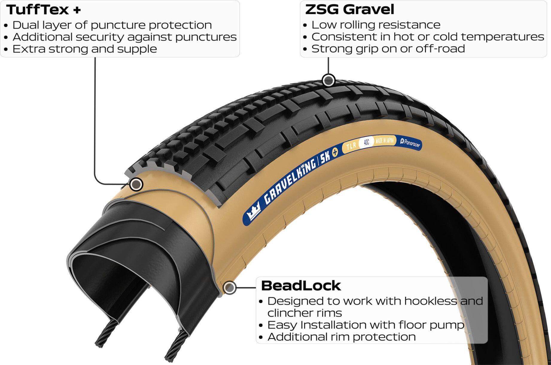 Pneu Gravel Panaracer GravelKing SK+ 700 mm Tubeless Ready Souple ZSG Gravel Com 4/5