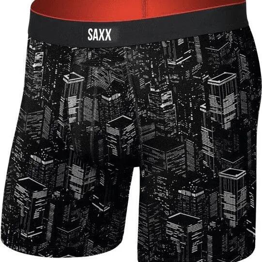 Saxx Multi-Sport Mesh Brief Fly Boxer Shorts, Black, Men's