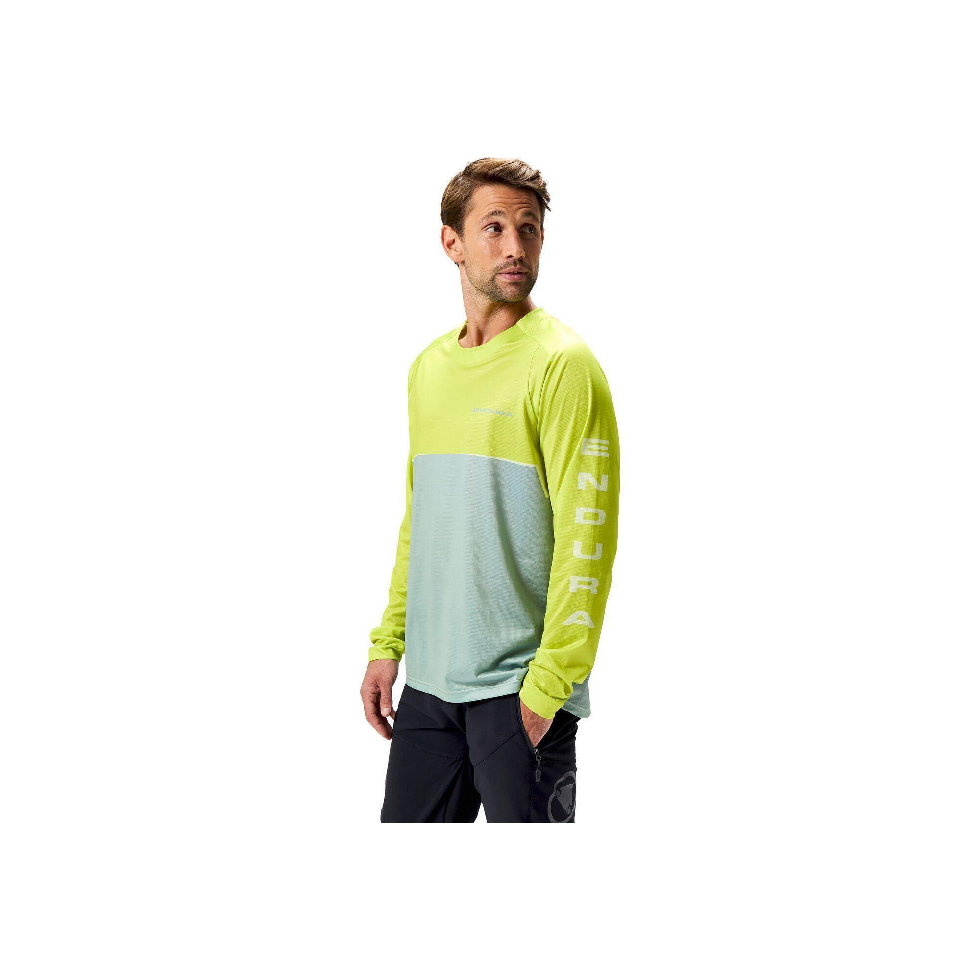 Tricou slim mânecă lungă imprimat, întărit la coate Lime Glas