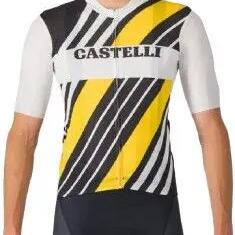 Castelli Men's Heritage Short Sleeve Jersey Black White Yellow