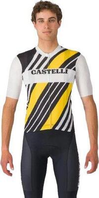 Castelli heren heritage jersey met korte mouwen zwart wit geel