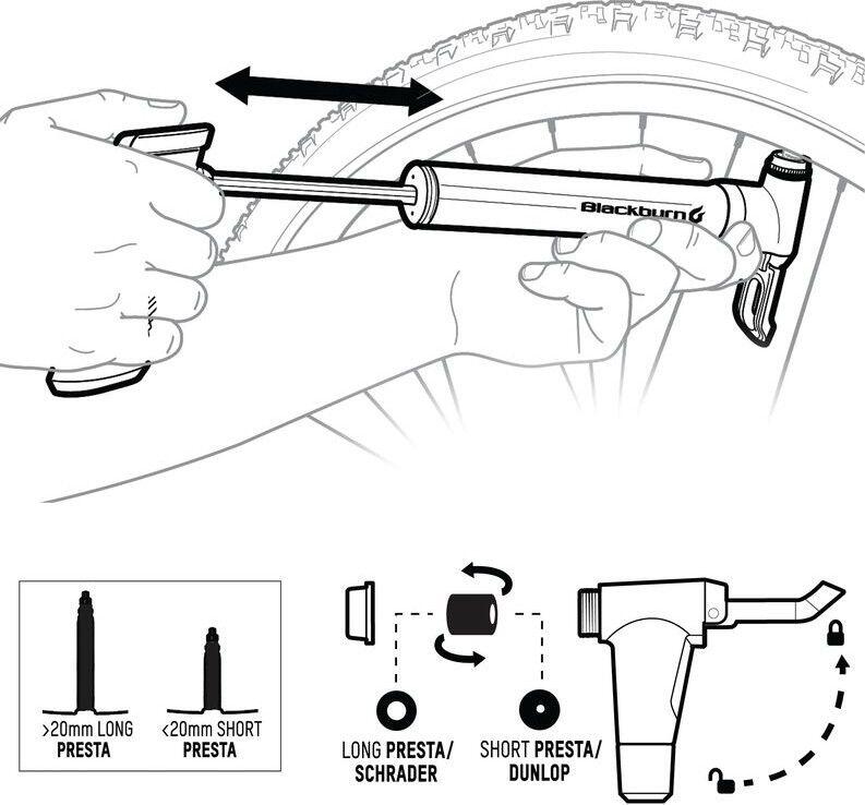 Pompe à Main BlackBurn Mammoth Anyvalve (Max 90 psi / 6.2 bar) 3/4