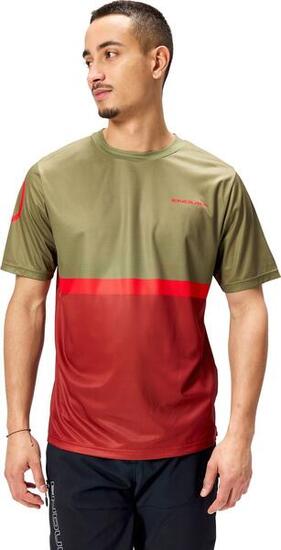T-shirt Technique Endura SingleTrack Core II Khaki/Bordeaux
