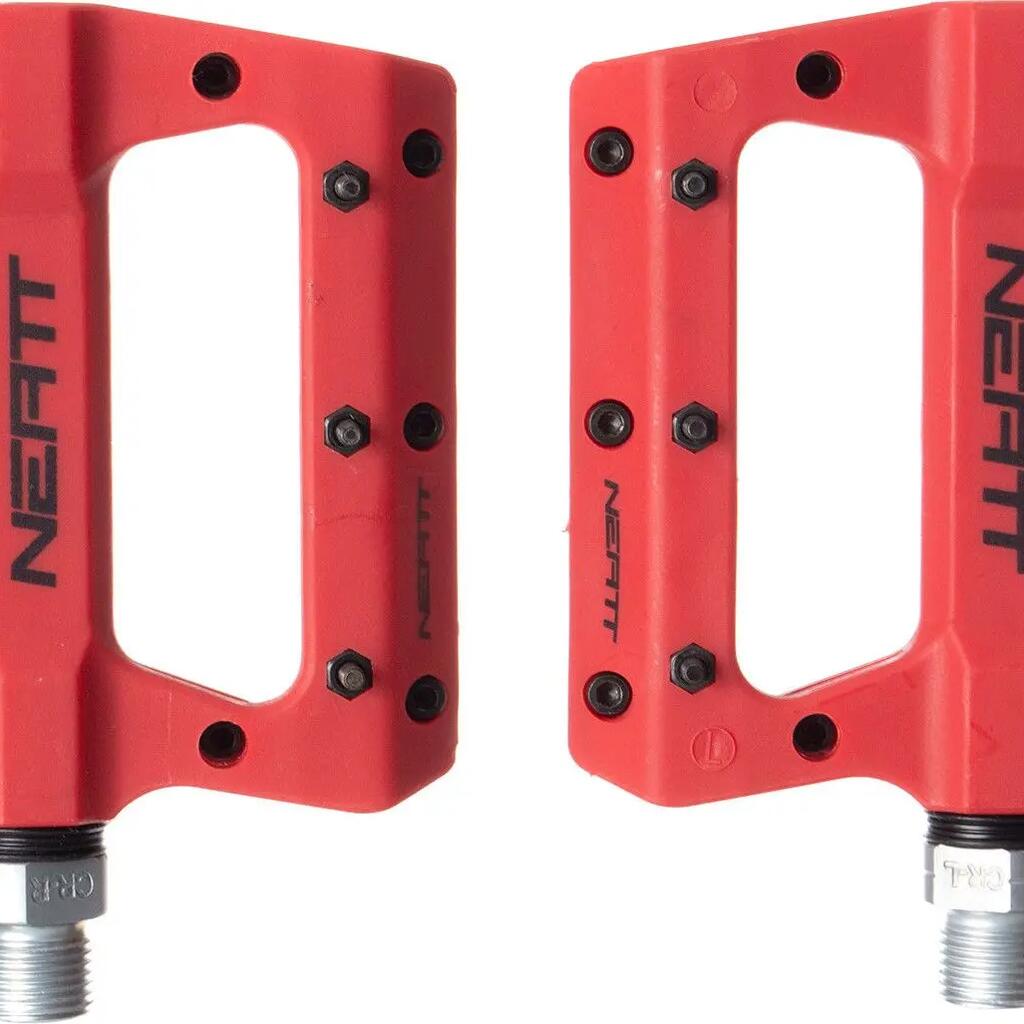 Pair of Flat Pedals Neatt Composite 8 Pins Red
