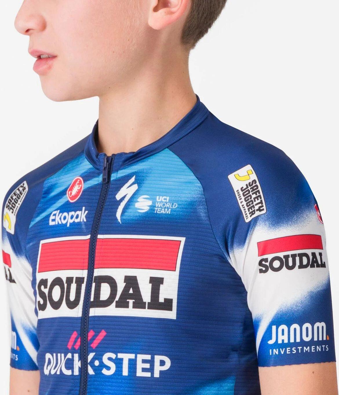 Maillot à Manches Courtes Castelli Enfant Aero Soudal Quick-Step 2025 Bleu 3/4
