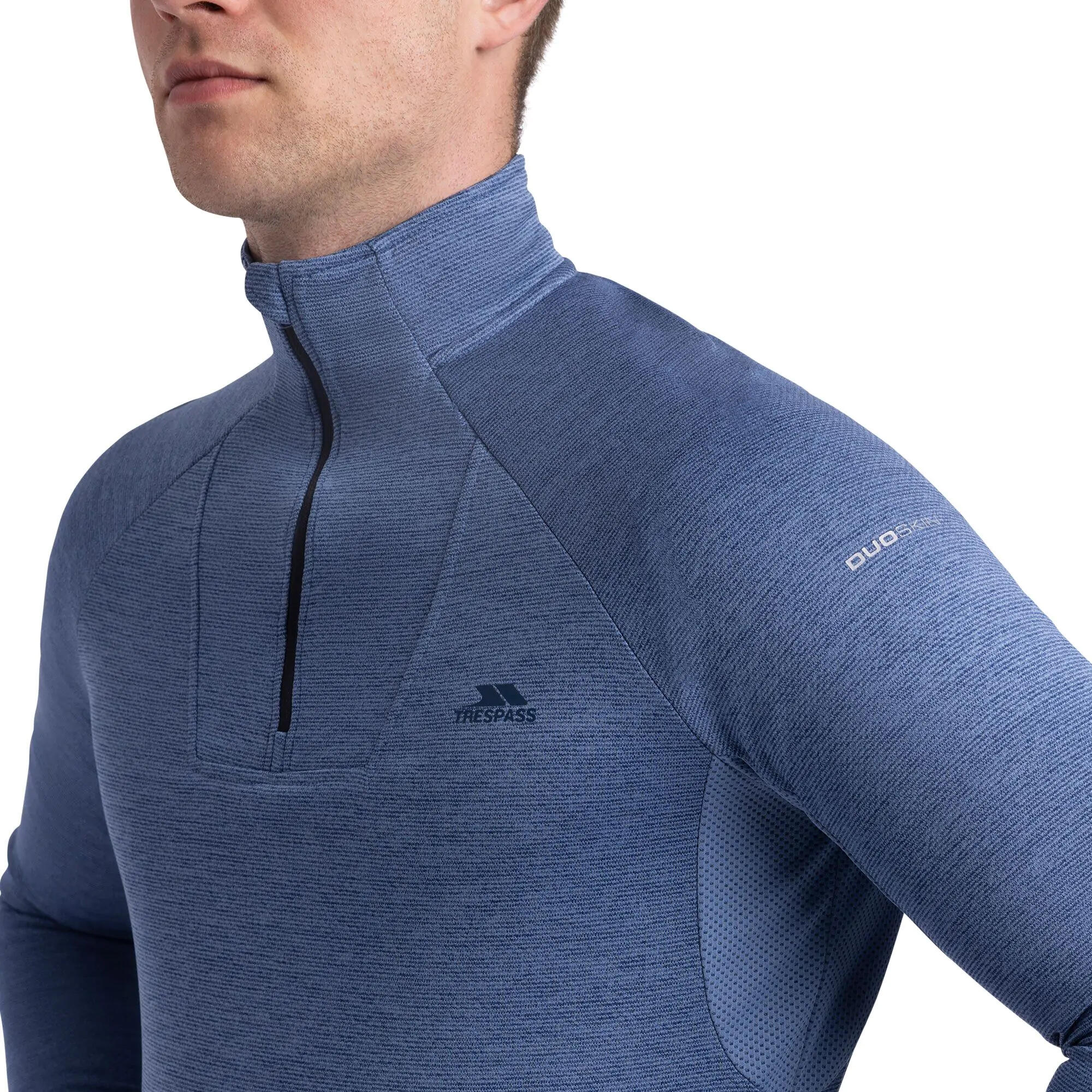 Haut Manches Longues Col Montant Zippé VALIN Homme (Bleu Chiné) 4/5