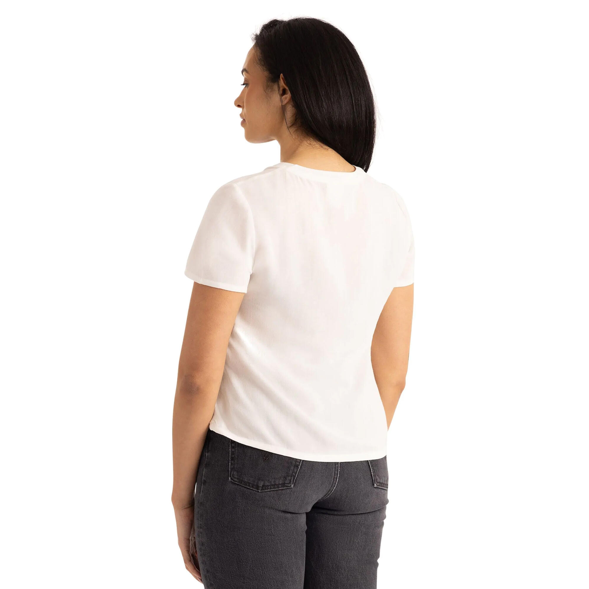 Haut Uni Boutonné À Manches Courtes BEATRICE Femme (Blanc) 4/6