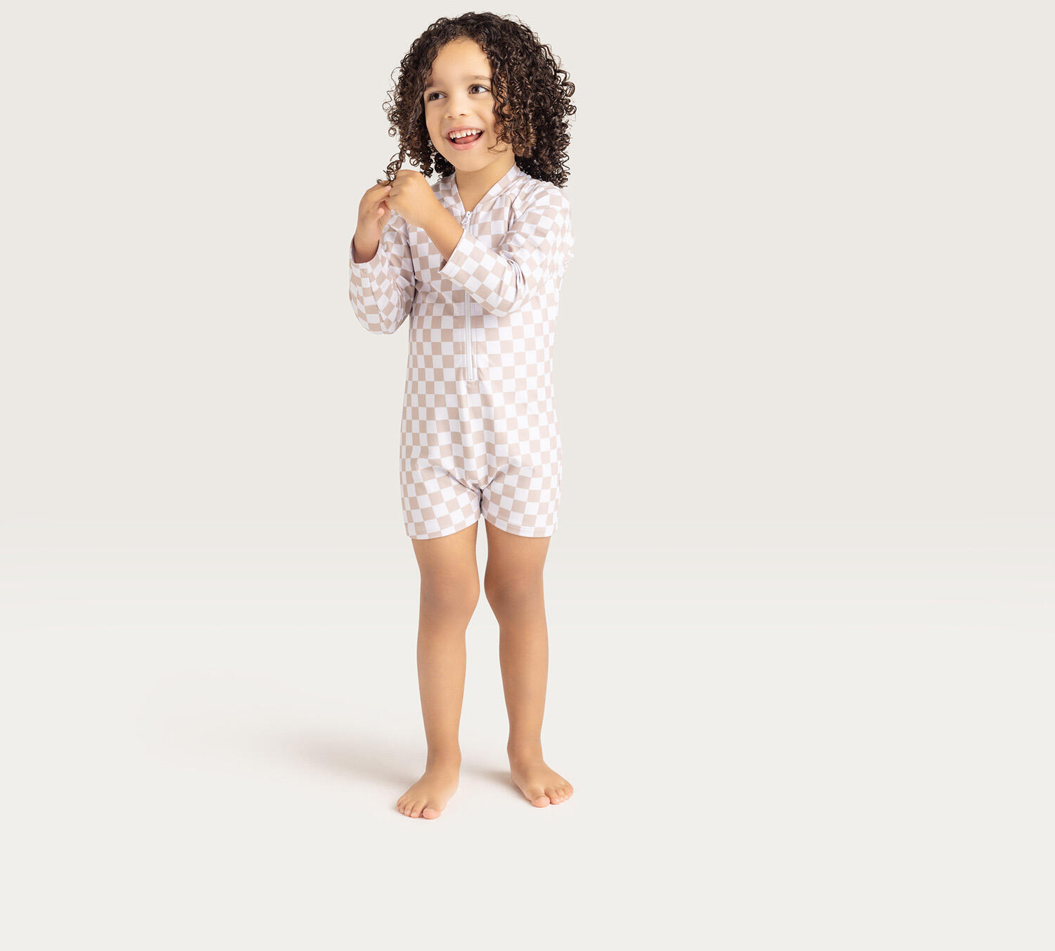 UV Maillot de bain Garçons - Beige/Blanc - Checkmate - 62/68 2/5