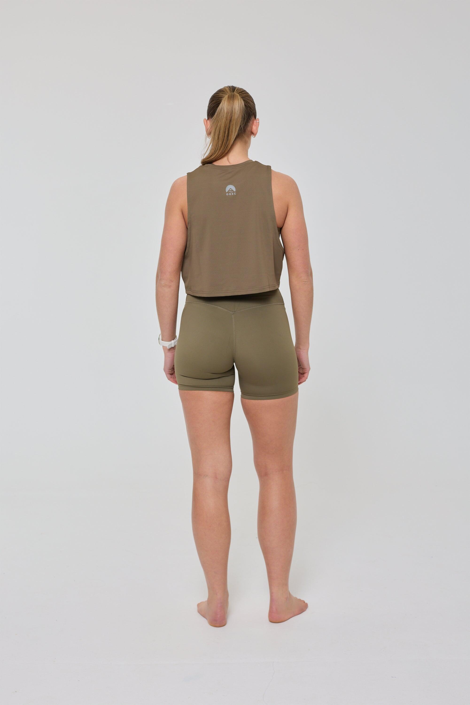 Dames Fitness Shorts Hoge Taille Infinite Khaki 6/7