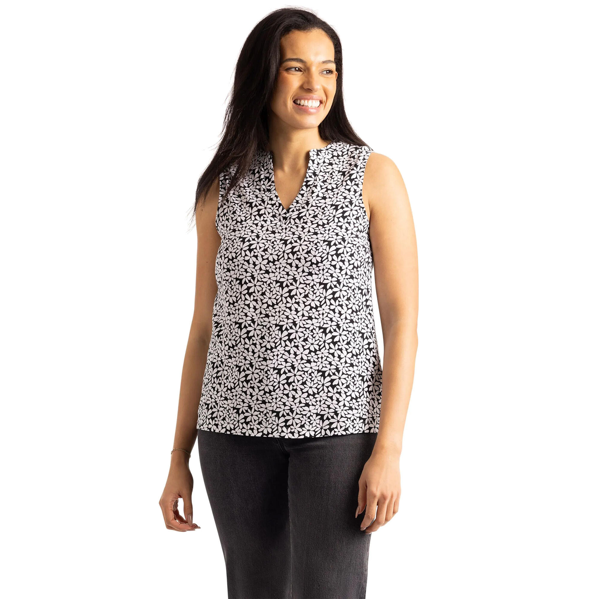 Camiseta Sin Mangas Kaylyn Diseño Impreso para Mujer Negro 4/5