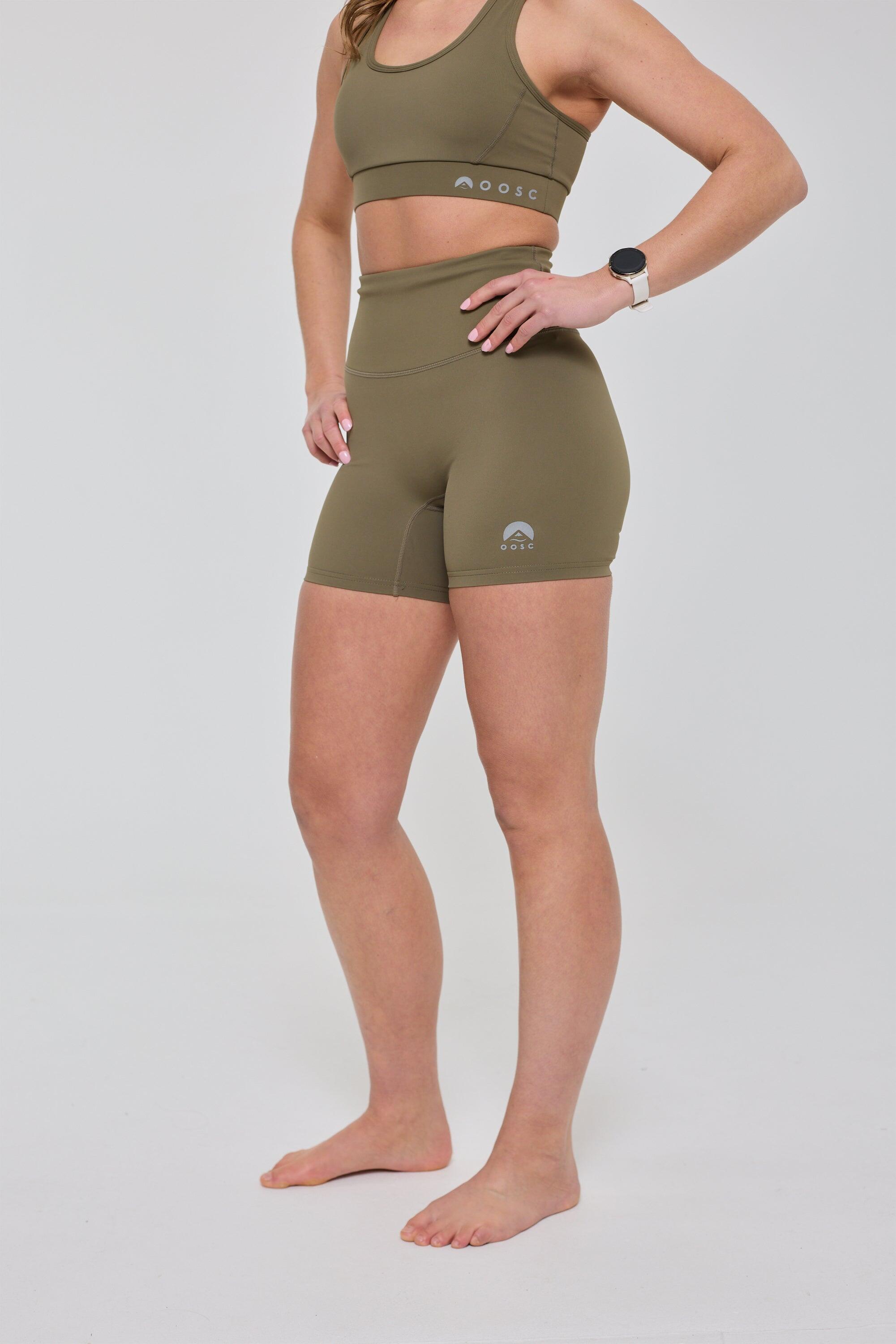 Dames Fitness Shorts Hoge Taille Infinite Khaki 3/7