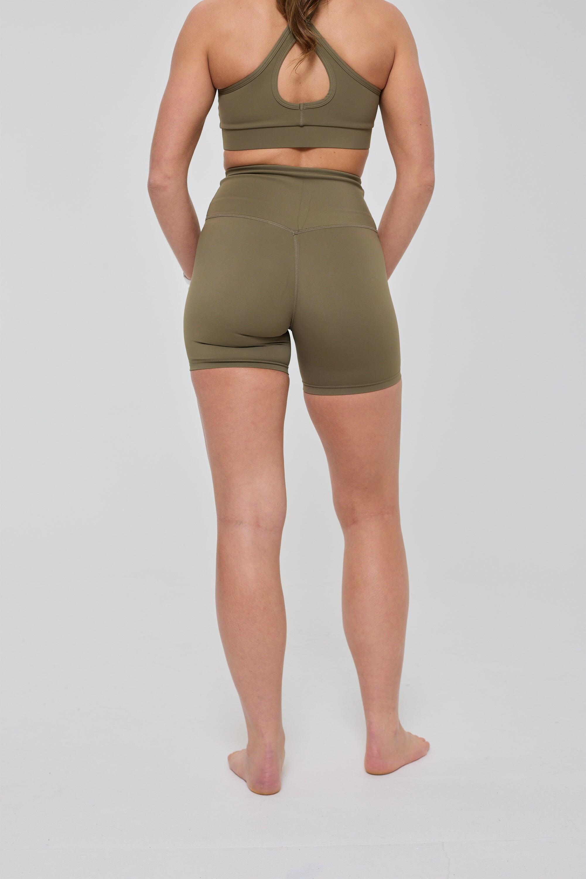 Dames Fitness Shorts Hoge Taille Infinite Khaki 2/7