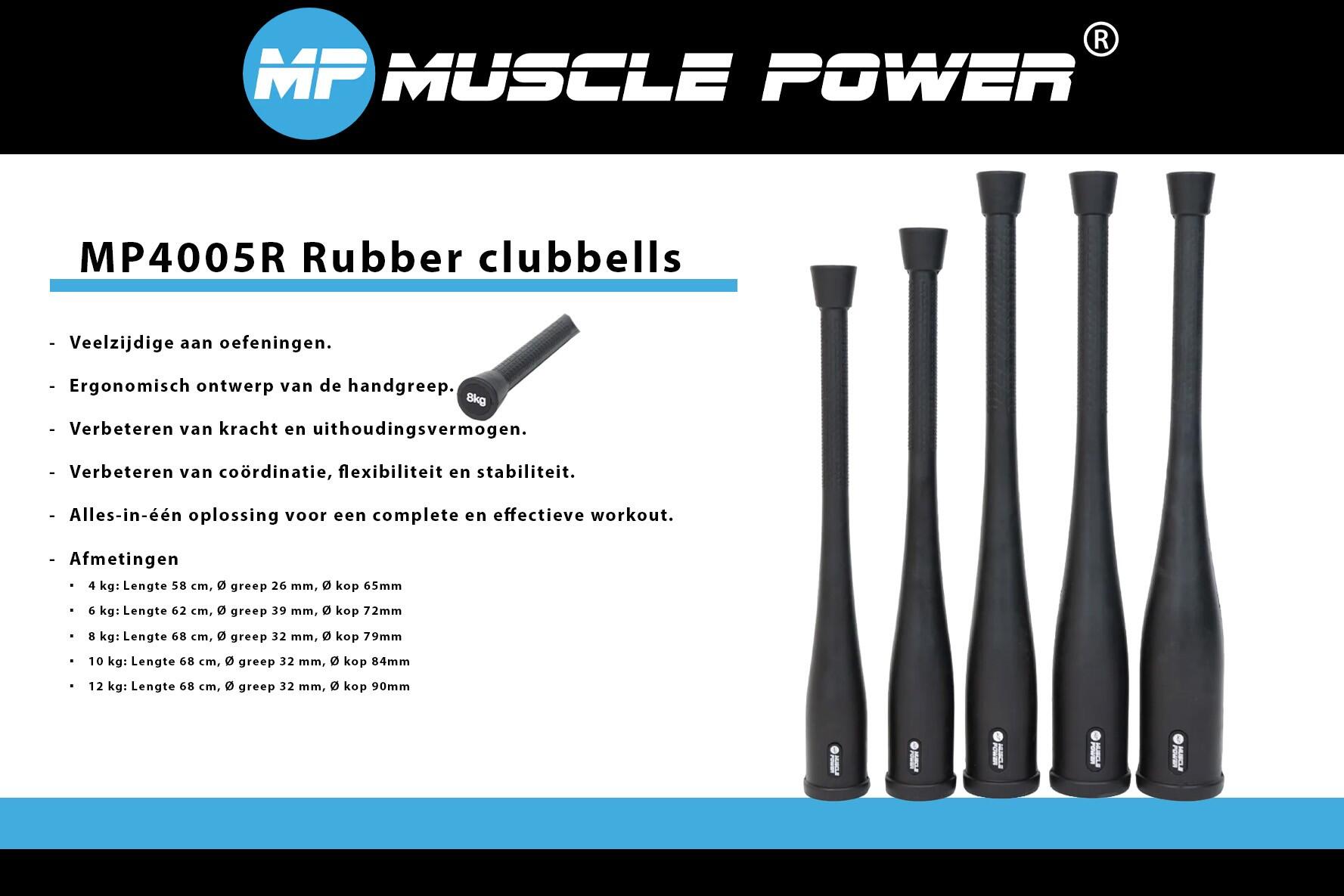 Muscle Power MP4005R Rubber Clubbell 8 kg 6/7