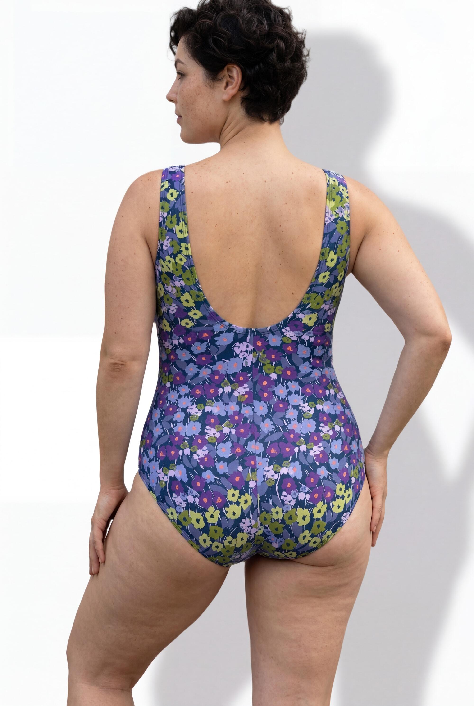 Dames Badpak bloemen zachte cups sierknoop gerecycled 2/7