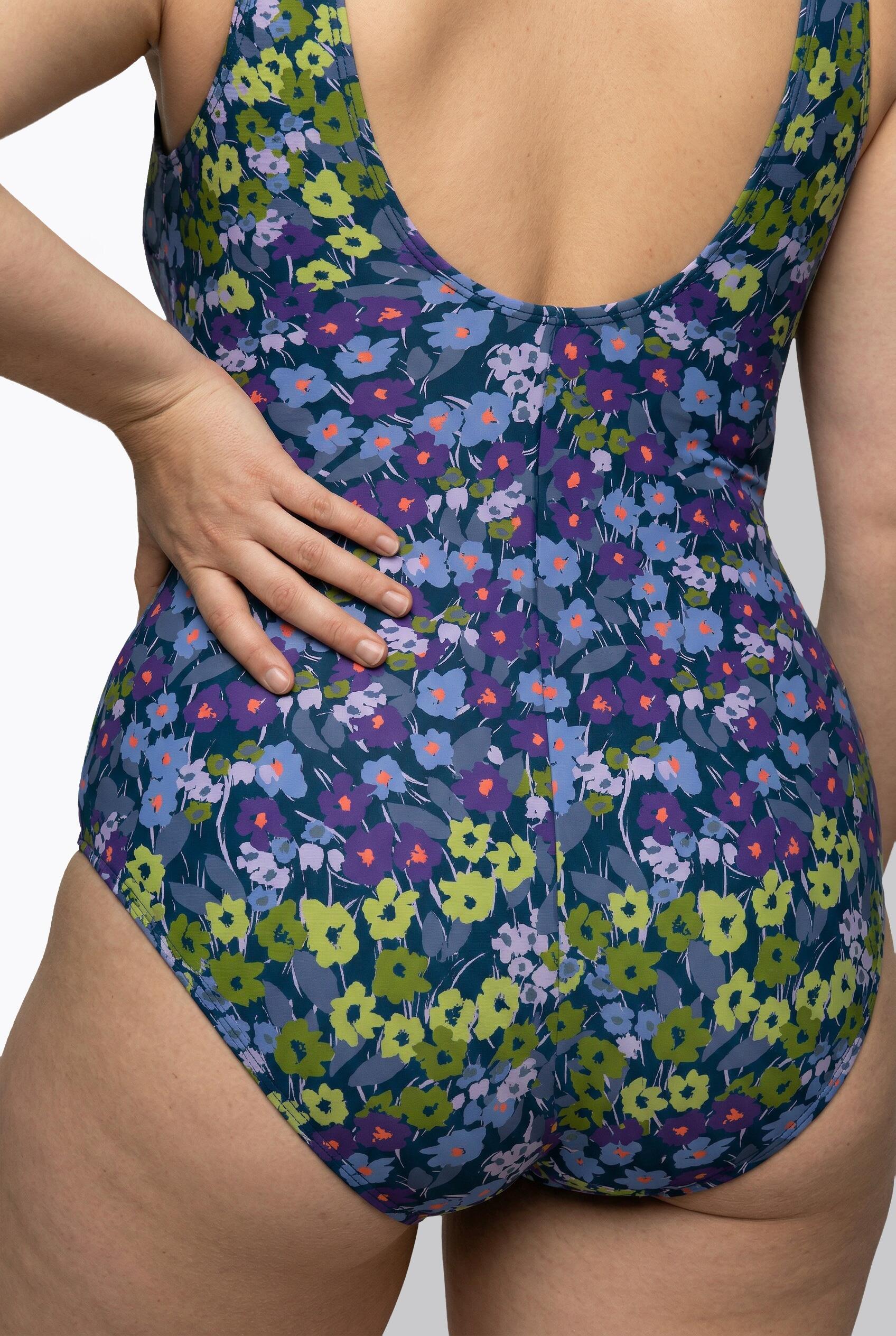 Dames Badpak bloemen zachte cups sierknoop gerecycled 5/7