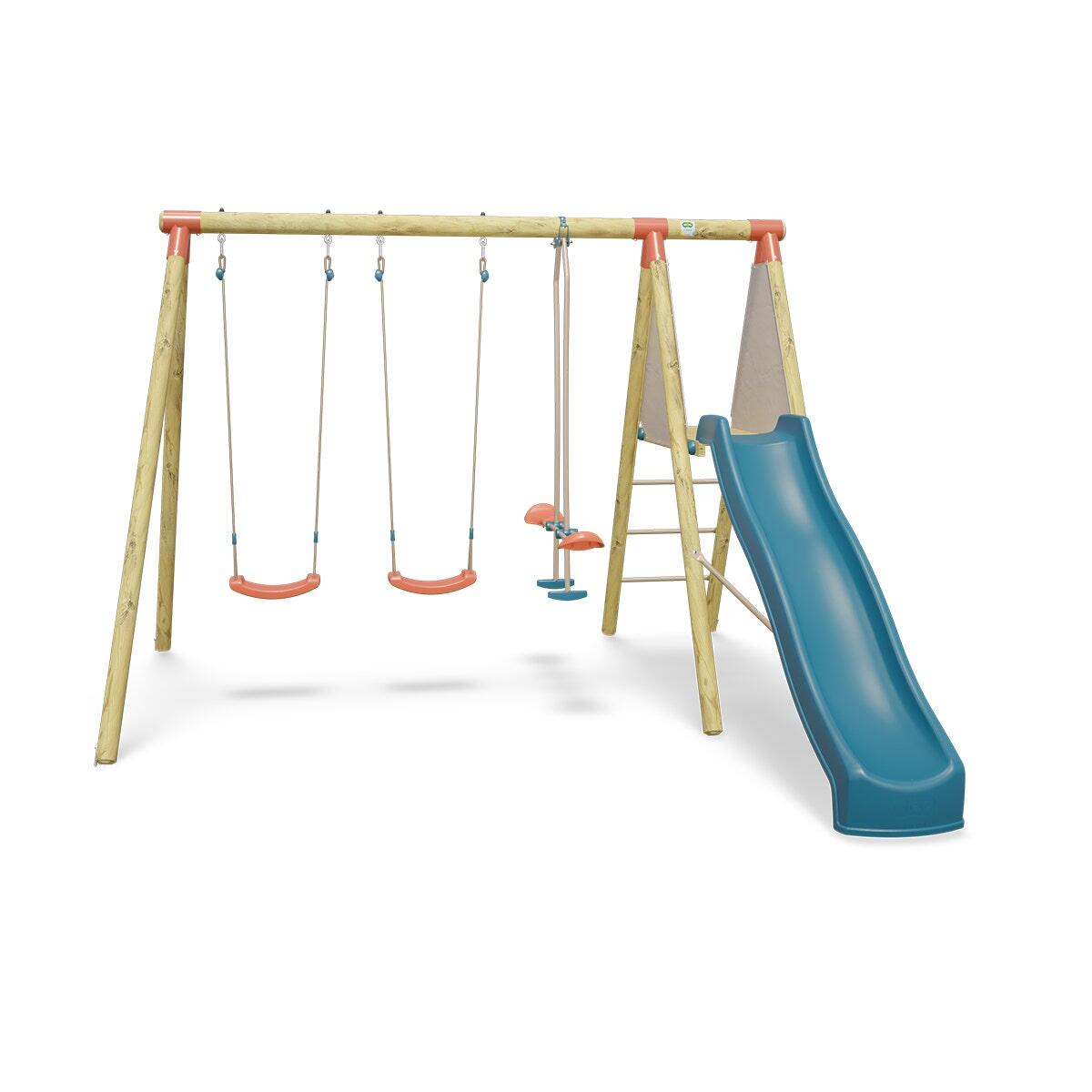 Station de jeux bois 2,30 m Topwood AZUKI 2 - 6 enfants 1/7