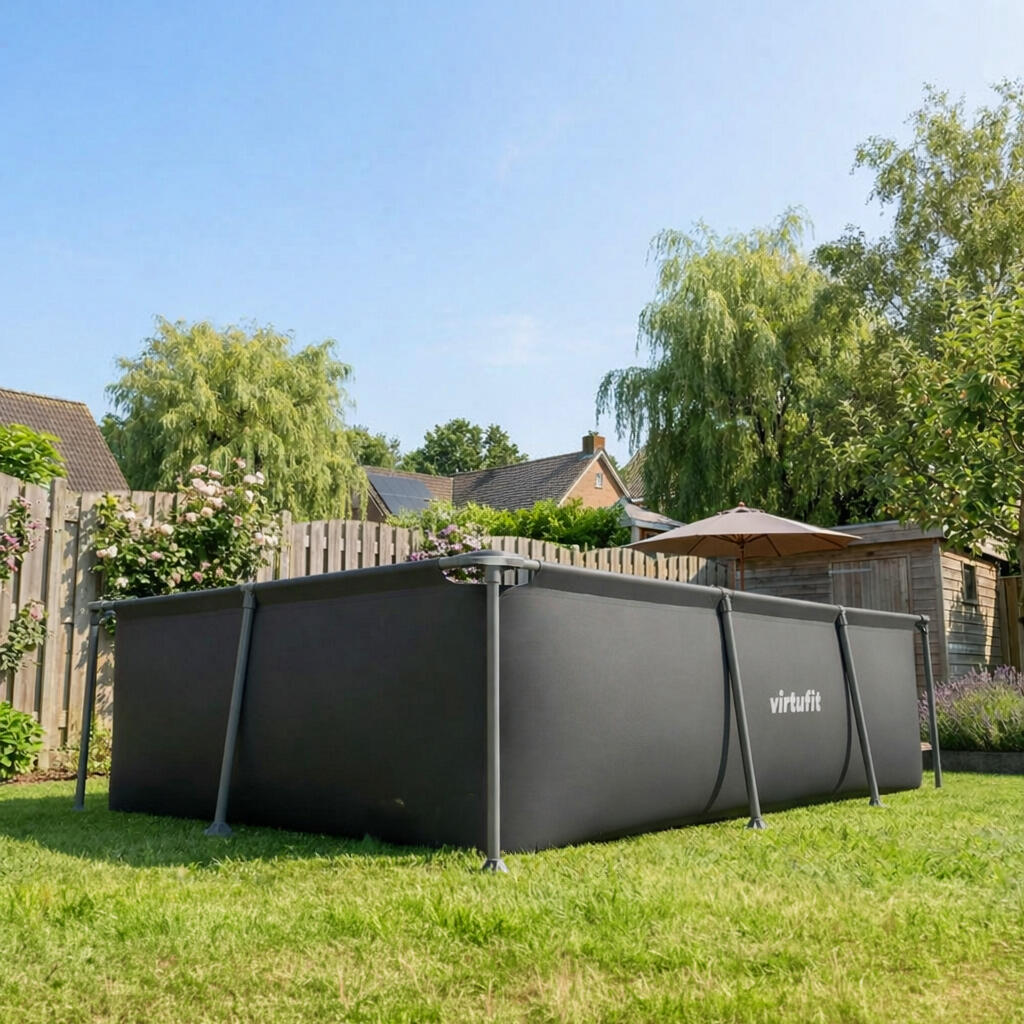 Piscine - Rectangulaire - 260 x 180 x 66 cm - Anthracite - Avec Pompe de Filtrat 6/8