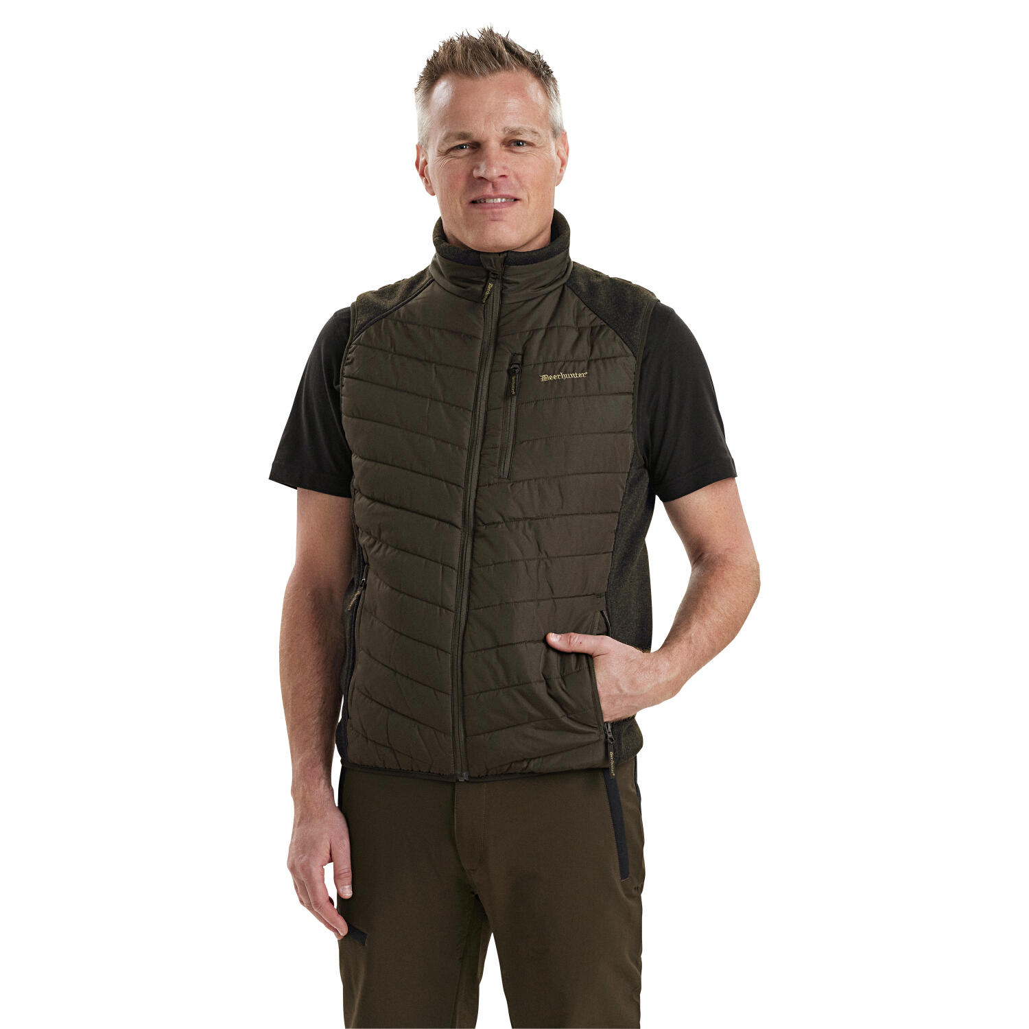 Deerhunter Moor wattierte Weste Herren, mit Strick (Brown Leaf) Größe 4XL 3/5