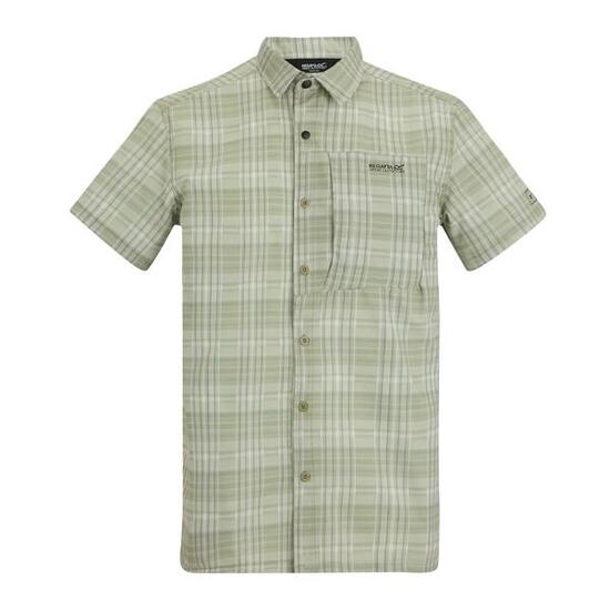 Chemise Manches Courtes De Voyage Motif/style À Carreaux Homme (Vert Pâle)