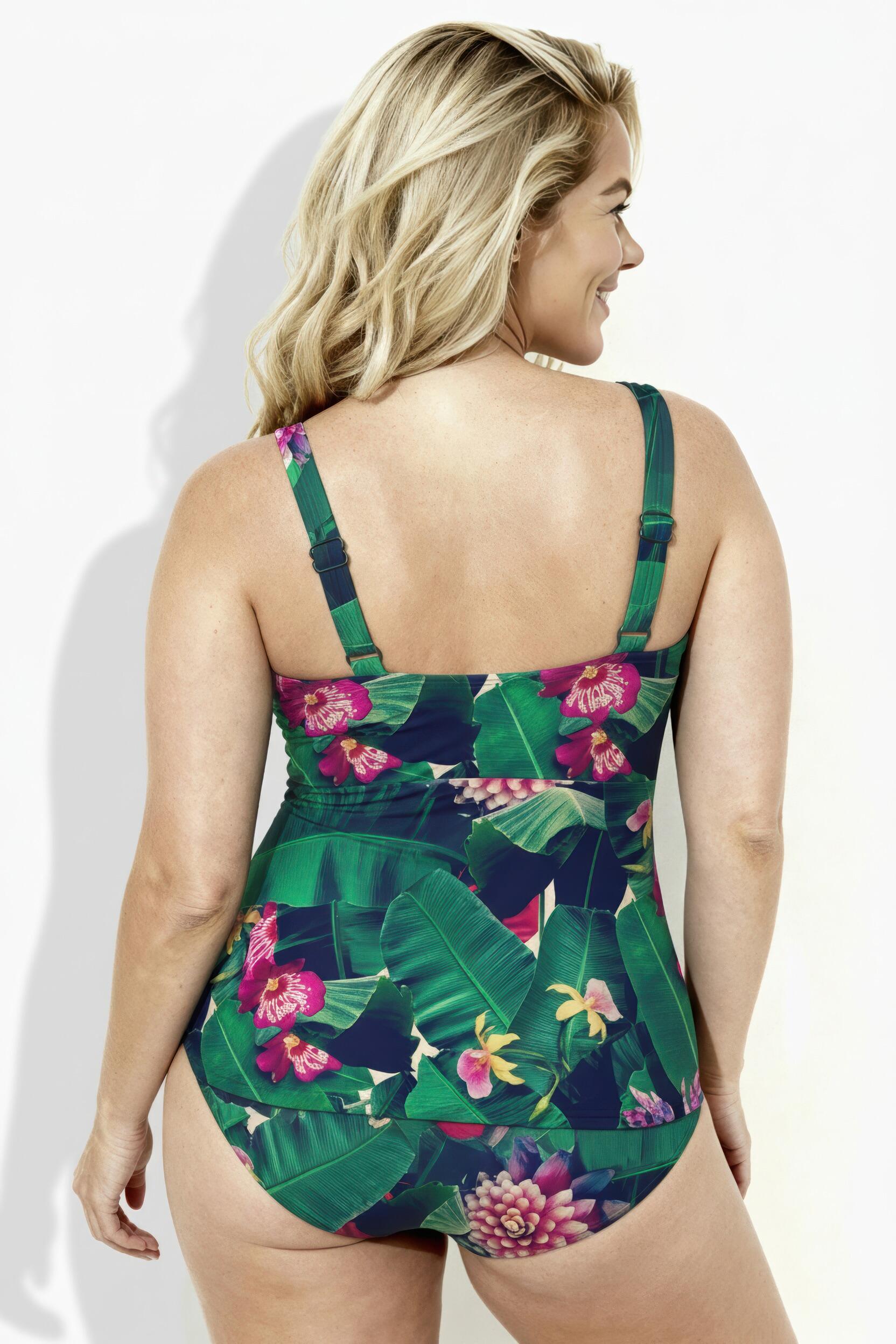 Damskie Tankini kwiaty miękkie miseczki ramiączka z regulacją z recyklingu 2/7