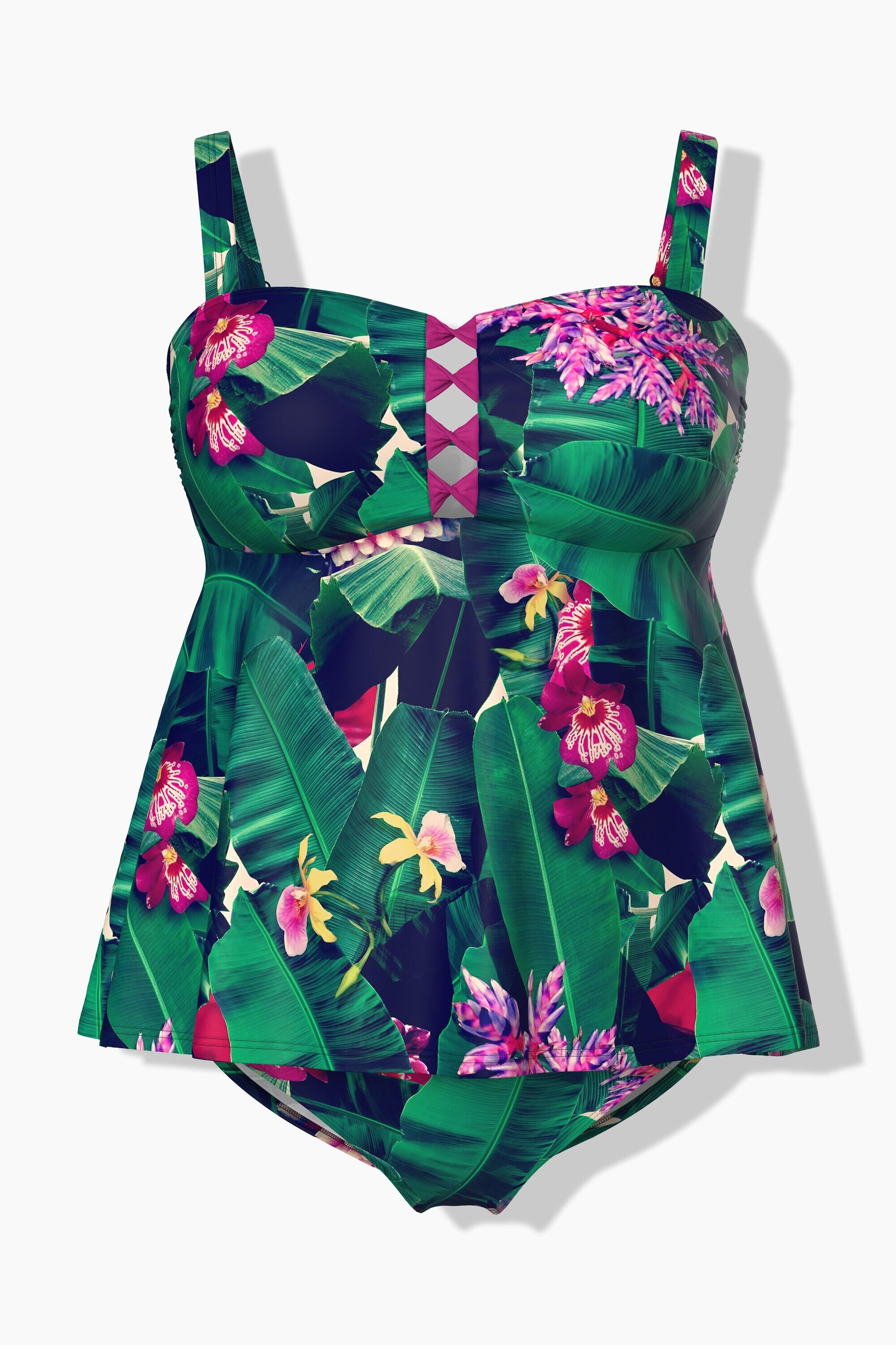 Damskie Tankini kwiaty miękkie miseczki ramiączka z regulacją z recyklingu 6/7