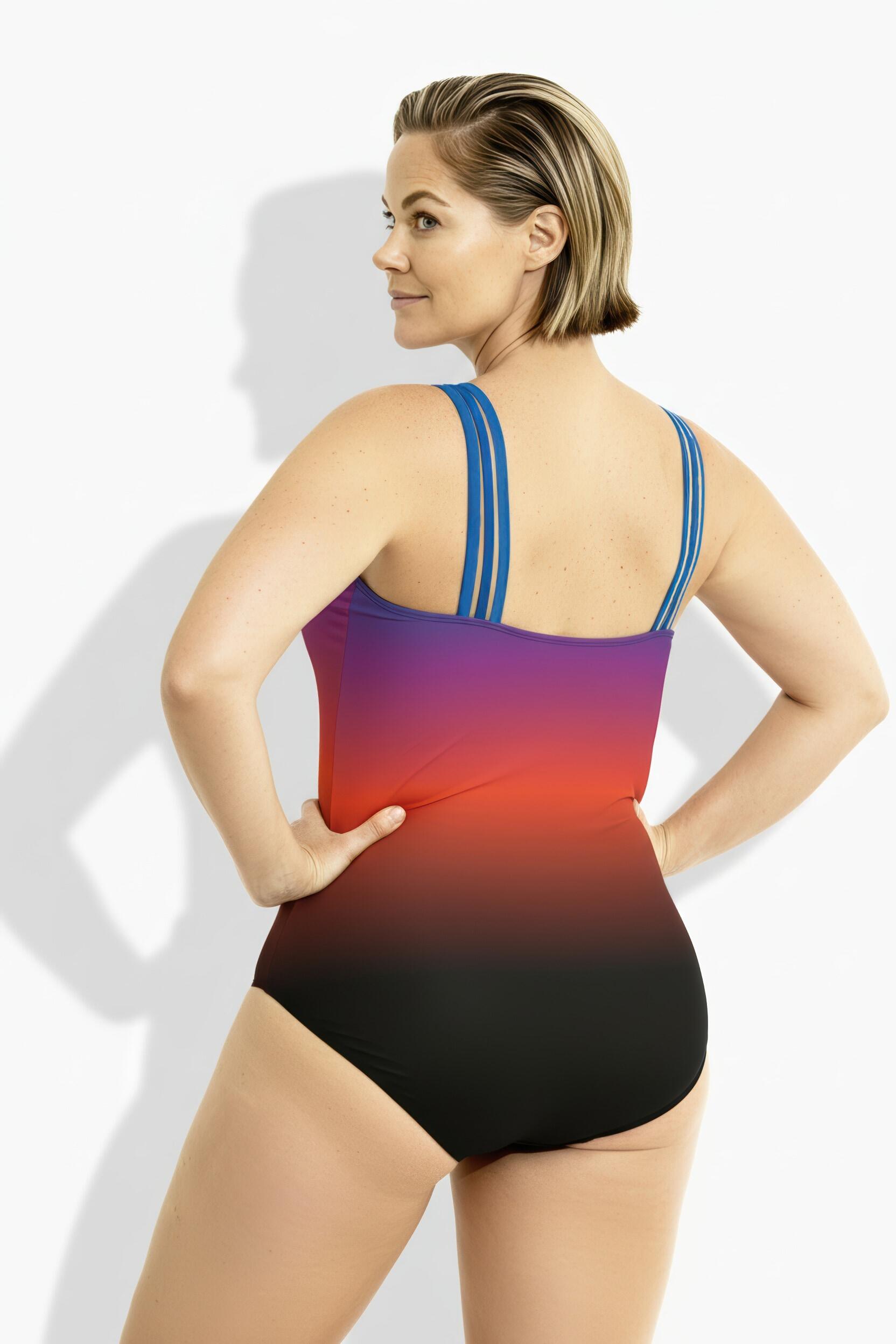 Femme Maillot de bain avec bonnets souples dégradé de couleurs bretelles triples 5/7