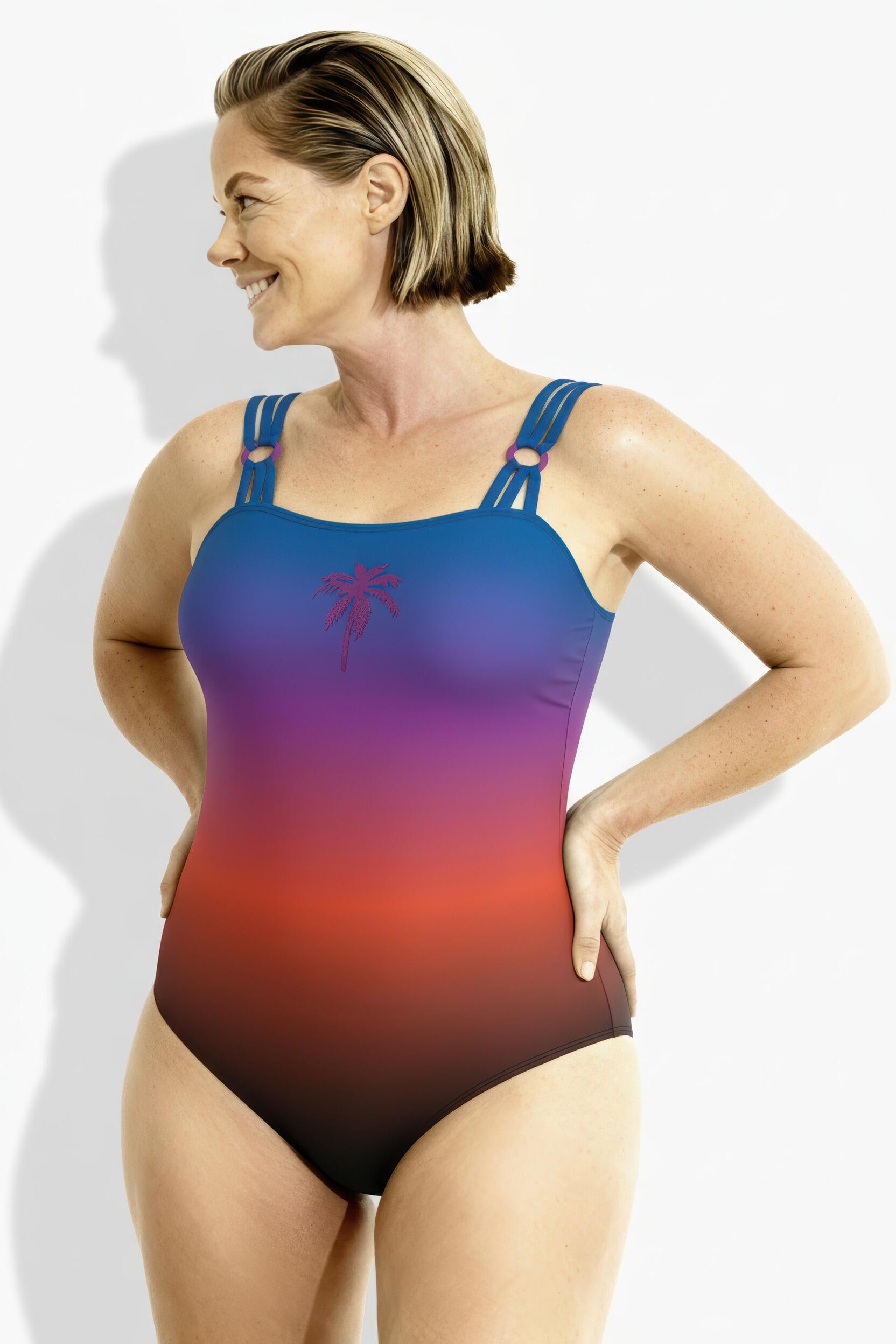 Femme Maillot de bain avec bonnets souples dégradé de couleurs bretelles triples 6/7