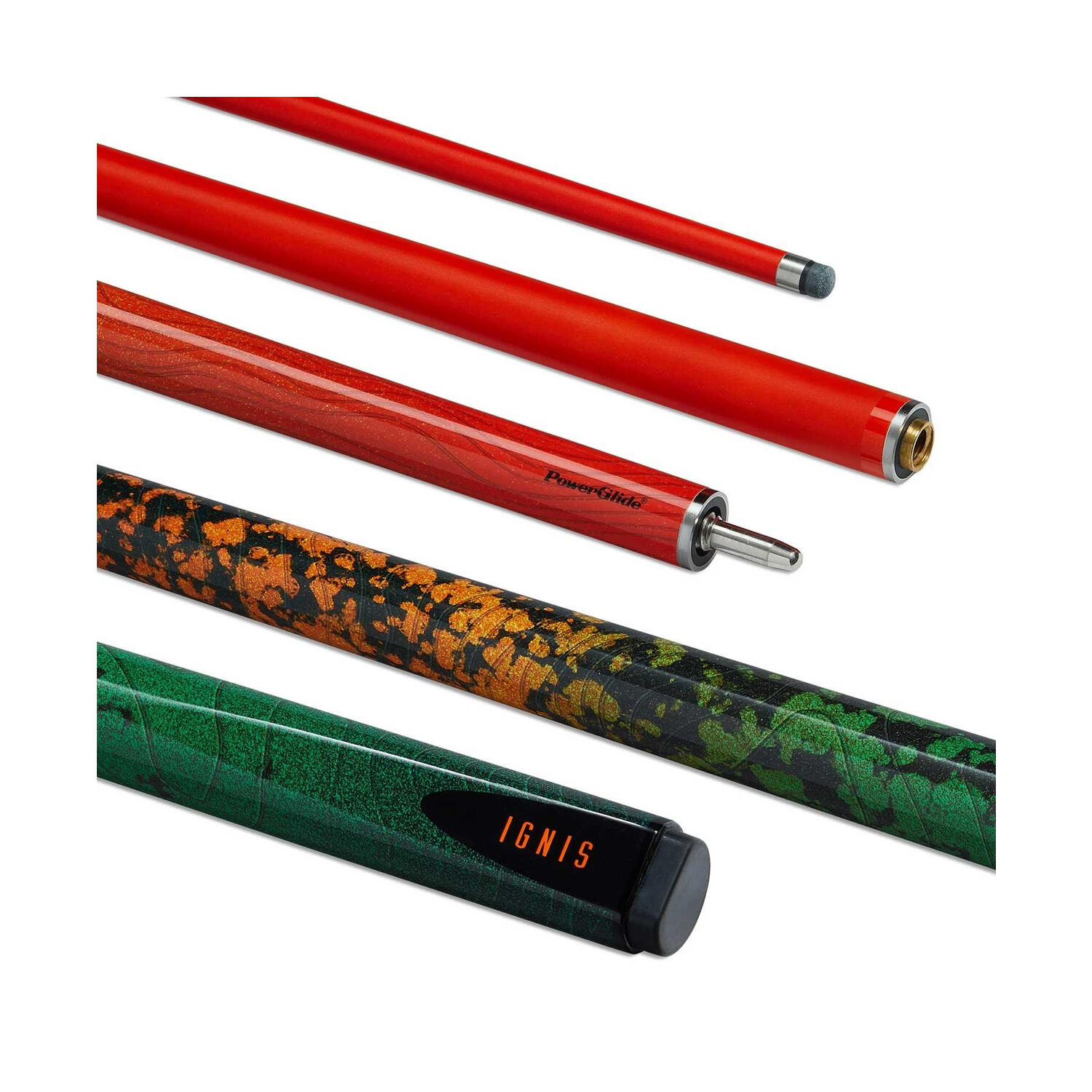 Pelle Carbonio Stecca Da Biliardo 2 Pezzi PowerGlide Ignis Arancio 2/2