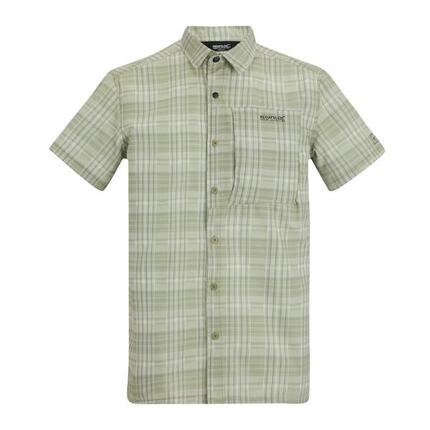 Chemise Manches Courtes De Voyage Motif/style À Carreaux Homme (Vert Pâle)