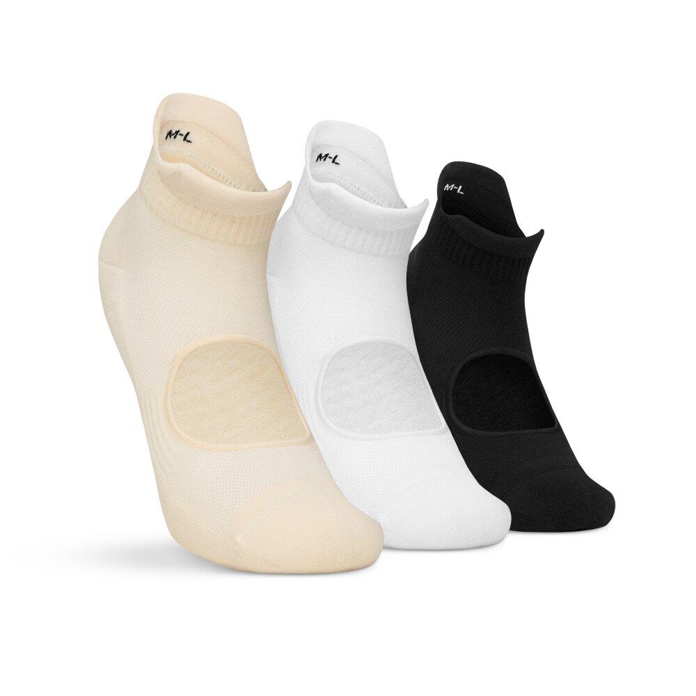 Men & Women Fitness Non-slip yoga ankle socks 3-pack Scale Beige