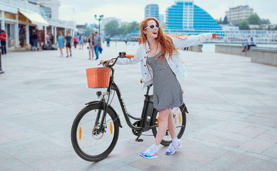 YY26ST Bicicleta elétrica 26'' 36V 250W Shimano 6 vel travão disco 75 km 7/7