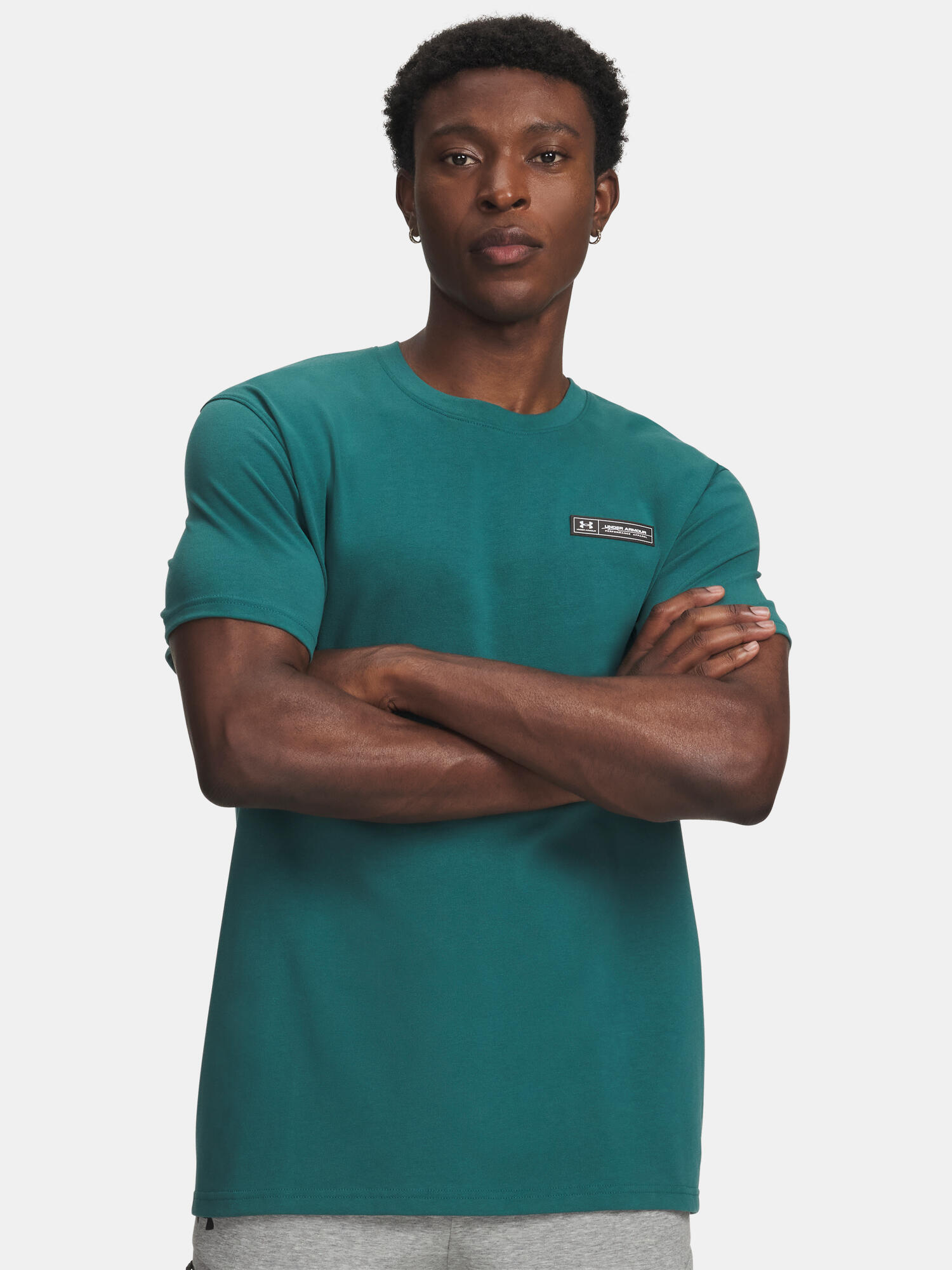 T-shirt homme Under Armour HW Armour Label vert rack/noir 1/3