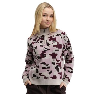 Dames golf trui met kwartrits fade-w pink roze