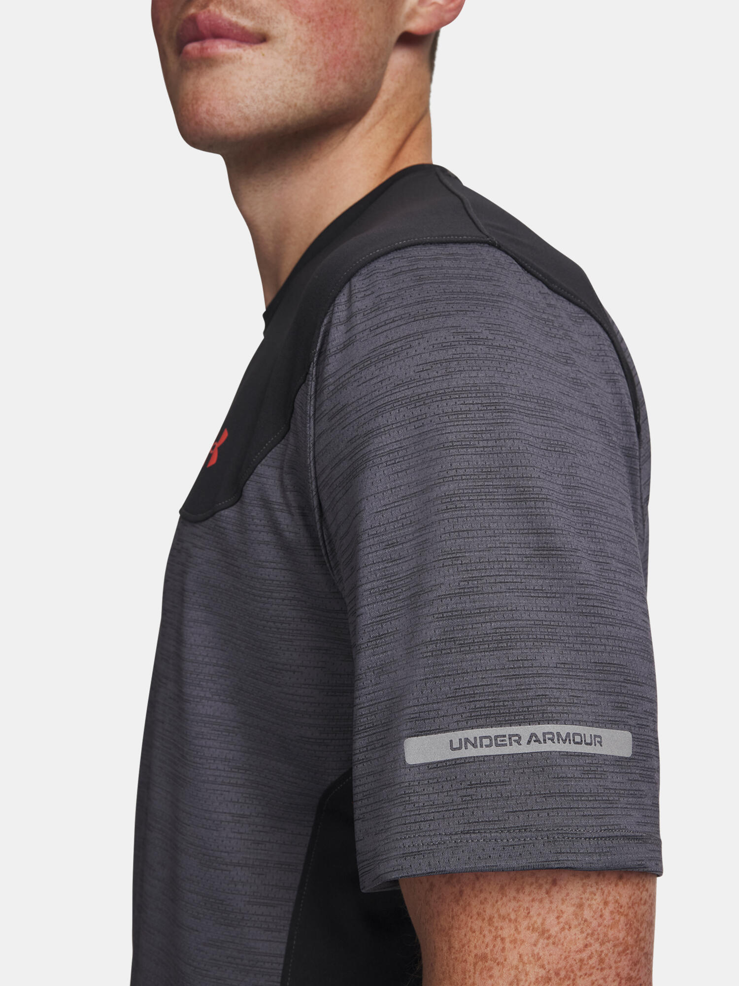Maglietta da allenamento uomo Under Armour Tech Utility nero/rosso veleno 3/3