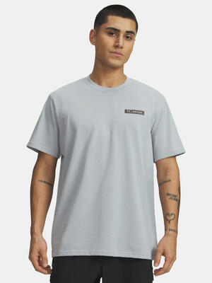 Heren t-shirt under armour hw armour label mod grijs medium melange/zwart