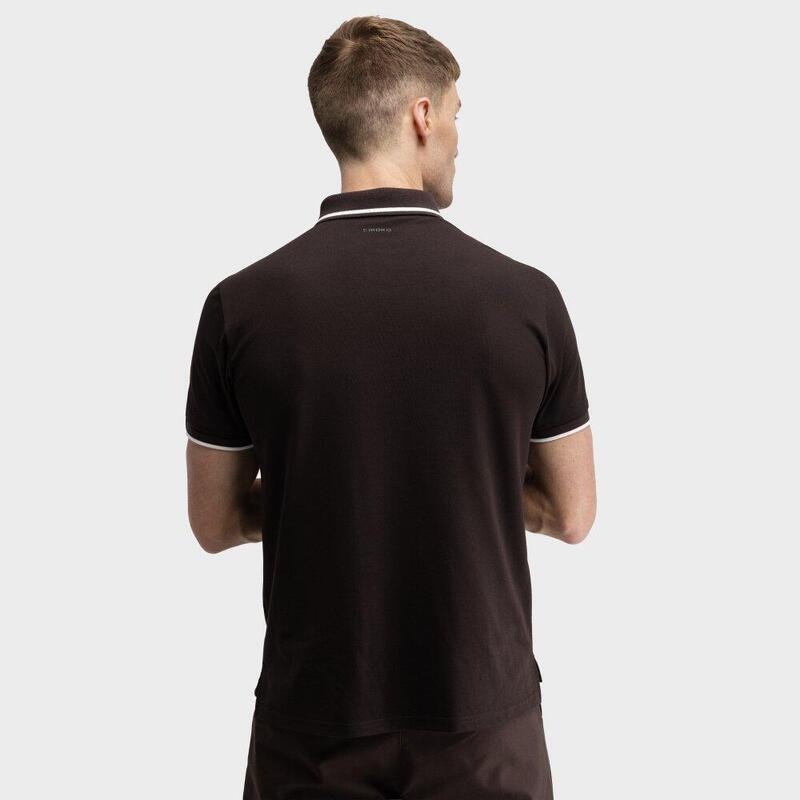 Tricou polo din piqué pentru bărbați Pinehurst Dark Brown Maro