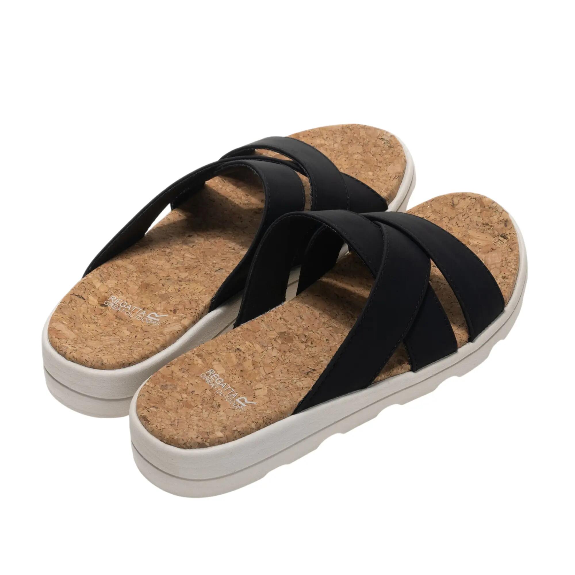 Sandales Motif/style Imprimé Léopard Et Uni CASSIE Femme (Noir) 2/7